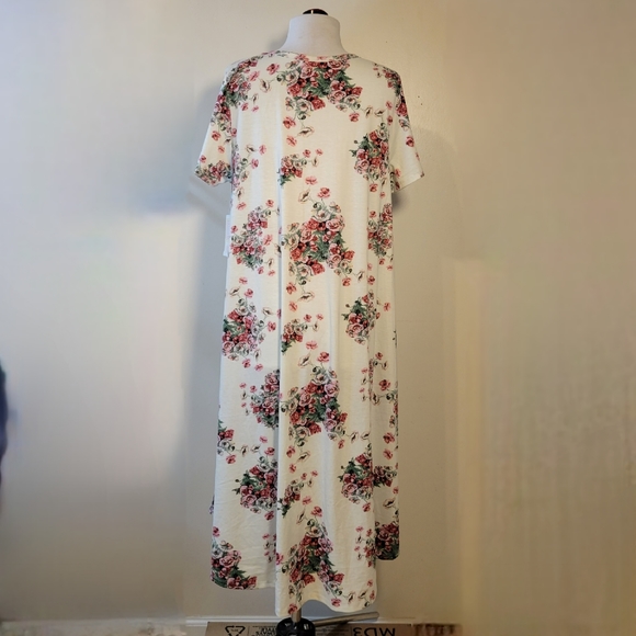 LuLaRoe: Carly Womens L Tee T-shirt Swing Dress Short Sleeve High-Low Hem Floral - Picture 3 of 9